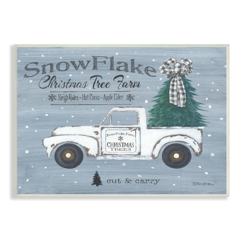 «Christmas Tree Farm Rustic Weathered Truck», encadré noir, art texturé par Pam Britton, H 10 po x l 15 po x P 0,5 po