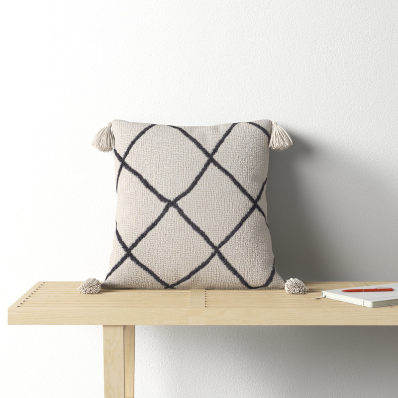 Saveria Tassels Throw Pillow, Poly Fill, 22" x 22"