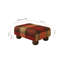 Tartan Material Large Footstools Tartan - Claret Red - Wood Bun Feet-1986677899