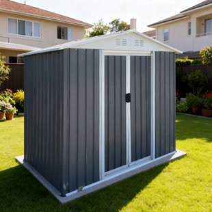 Remise de rangement extérieure 6 pi 4 po gris avec base