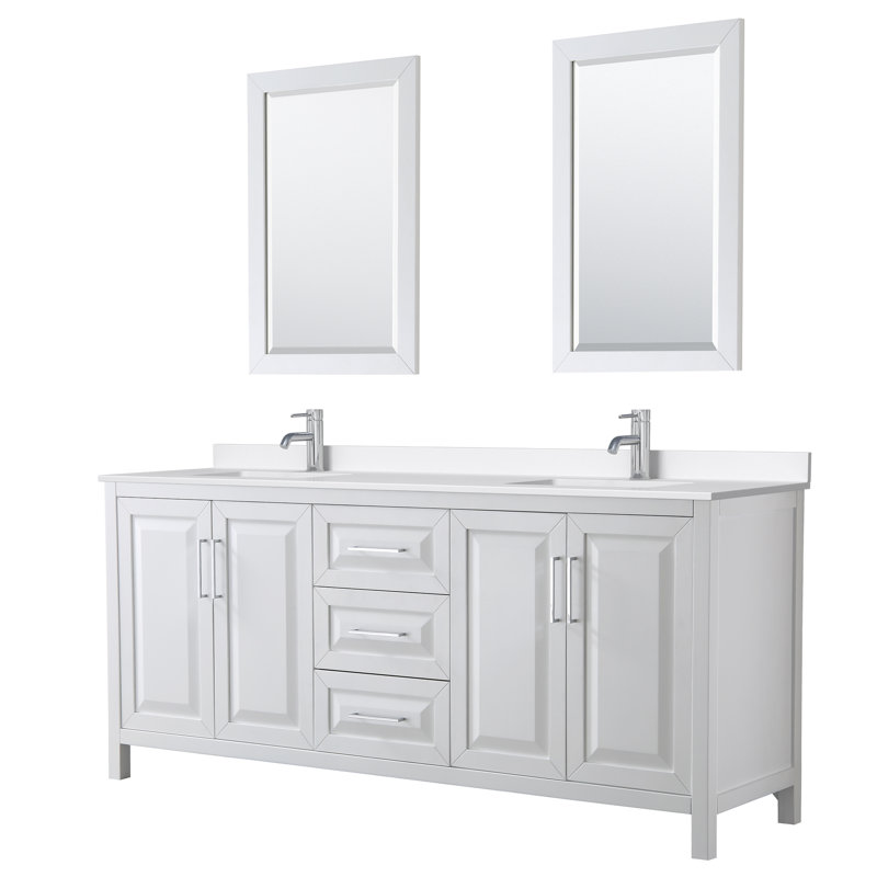 Daria 80'' W Vanity, Polished Chrome, White, Giotto Quartz