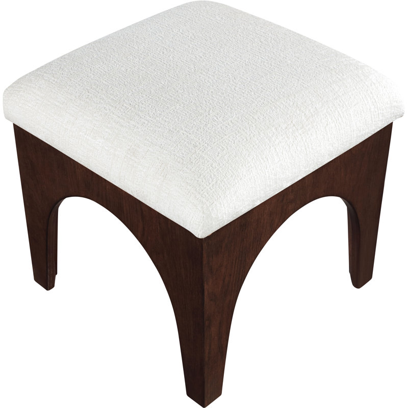 Lawson Chenille Fabric Ottoman, Cream Chenille Fabric, Brown Walnut