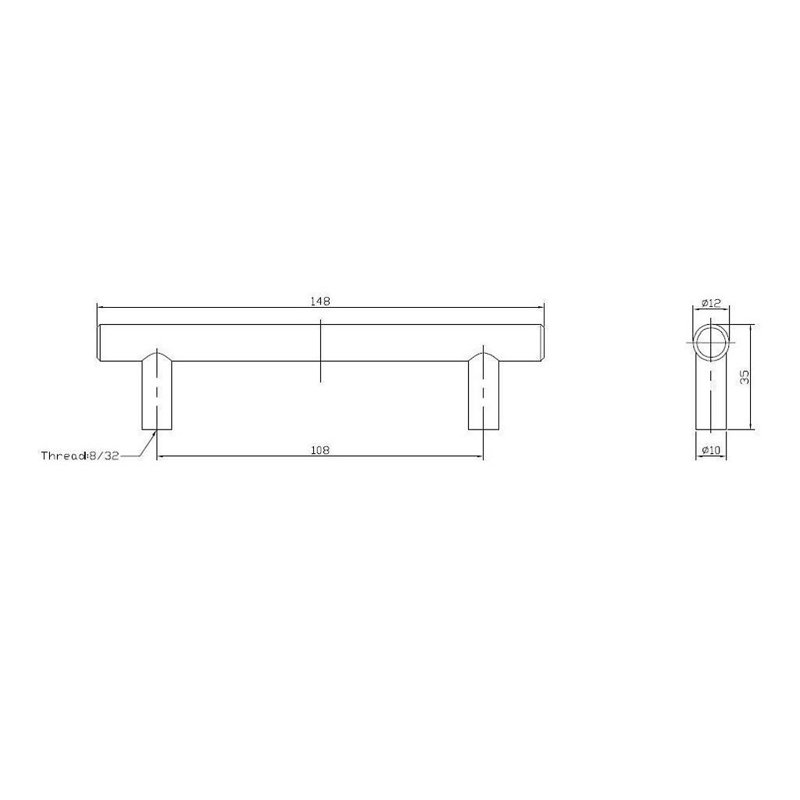 Poignée barre 4 1/4" center to center contemporaine, Chrome mat
