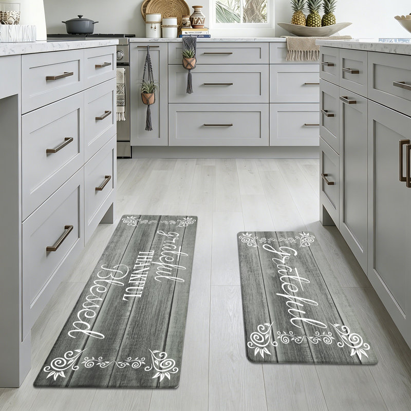 Tapis et tapis de cuisine anti-fatigue (ensemble de 2), Gris, Tapis de couloir 18 po x 30 po + 18 po x 48 po