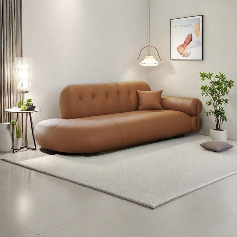 Fauteuil inclinable en cuir clair de luxe léger, Orange, Orienté à droite