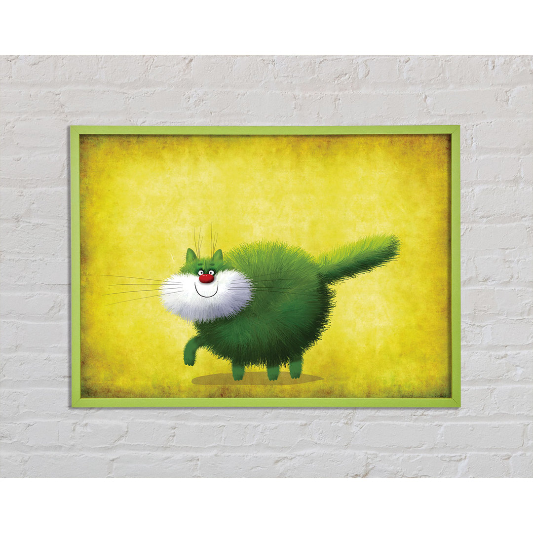 Bening The Green Fuzzy Cat - Einzelner Bilderrahmen Kunstdrucke