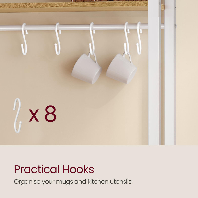 Kitchen Bakers Rack with Power Outlet, Cloud White/Natural