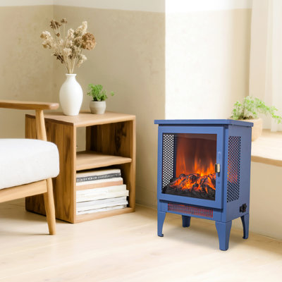 18 - Inch Freestanding Electric Fireplace Heater Featuring 3D Flame Effect, Classic Blue Appearance, High Level Protection, 1400W/700W Heat Production, 5000 'S, 50000 Hours Of Led Lighting, Tri Sided