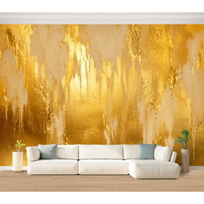 Wall Mural Peel and Stick Wallpaper Gold grunge to create distressed effect Patina scratch golden elements Self-Adhesive Removable Contact Paper Wall Decor for Living Room Bedroom 100"H x 144"W