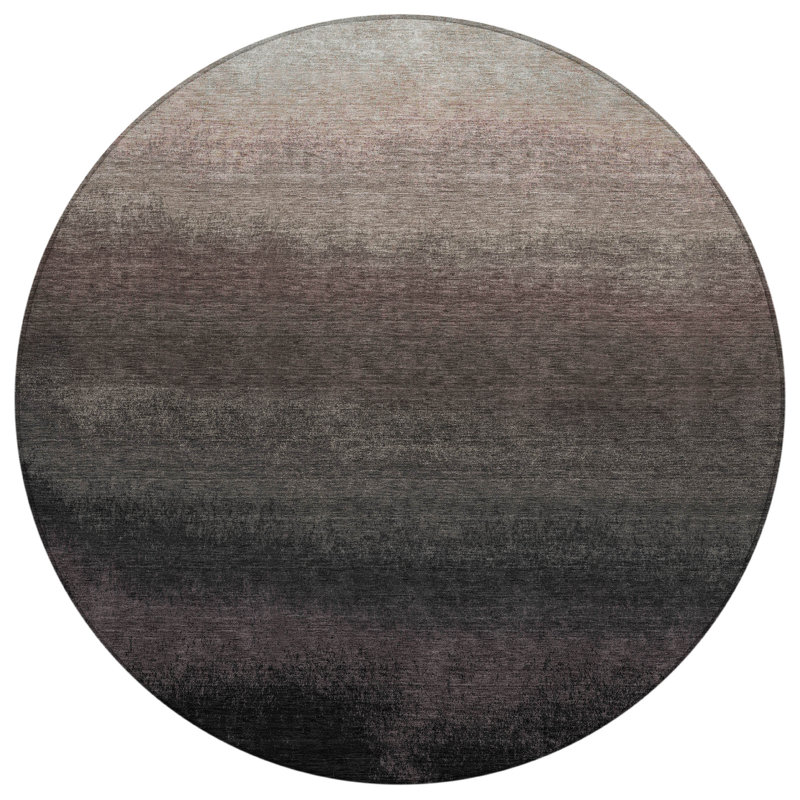 Tapis rond noir et argenté 8 po