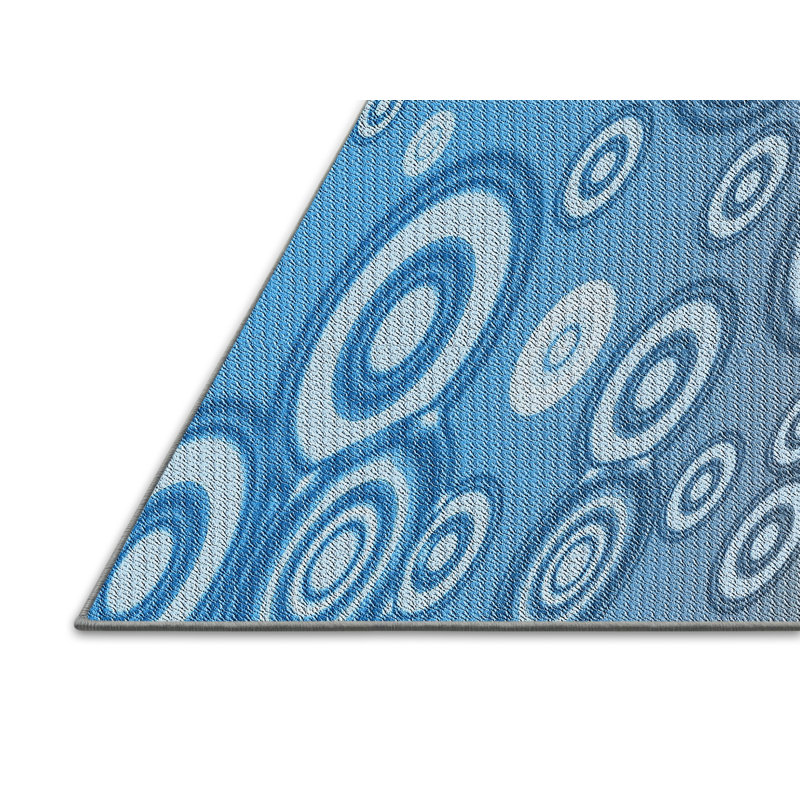 Tapis bleu/jaune tissé à la machine, Rectangle 3 pi x 5 pi