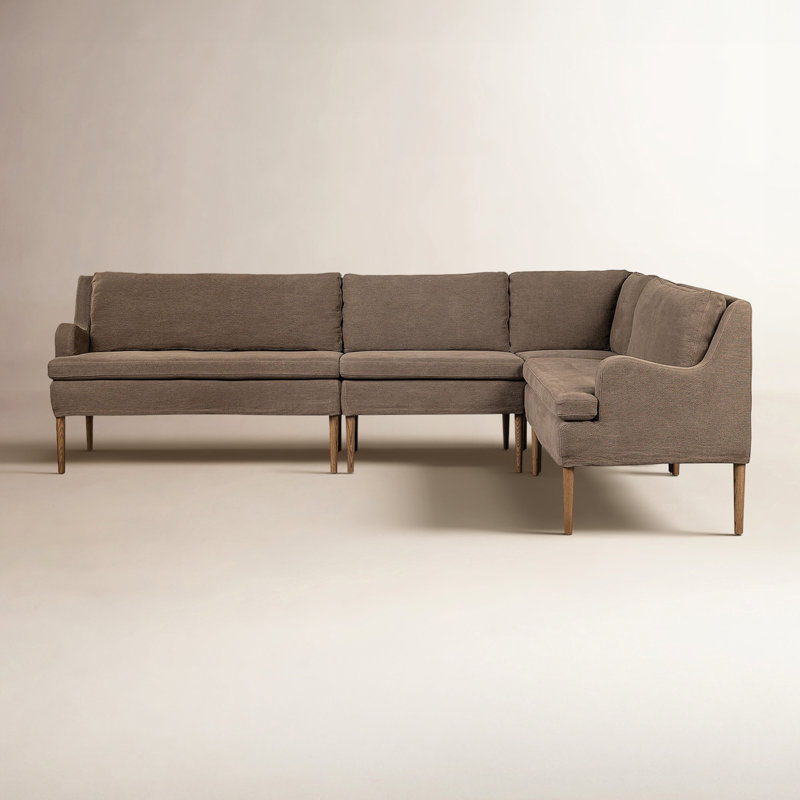 Aurelia Modular 3-Piece Slipcover Sectional, Broadway Coffee Linen, Right Hand Facing, 34.5" H x 99" W x 76" D
