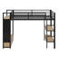 Structure de lit mezzanine avec garde-robe, lit mezzanine en métal avec tablettes de rangement et panneau perforé-1338964134