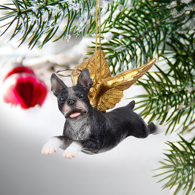 Boston Terrier Dog Angel Holiday Ornament