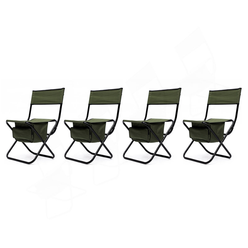 4-Piece Folding Outdoor Chair With Storage Bag, Portable Chair For Indoor, Outdoor Camping, Picnics And Fishing,Green, Green