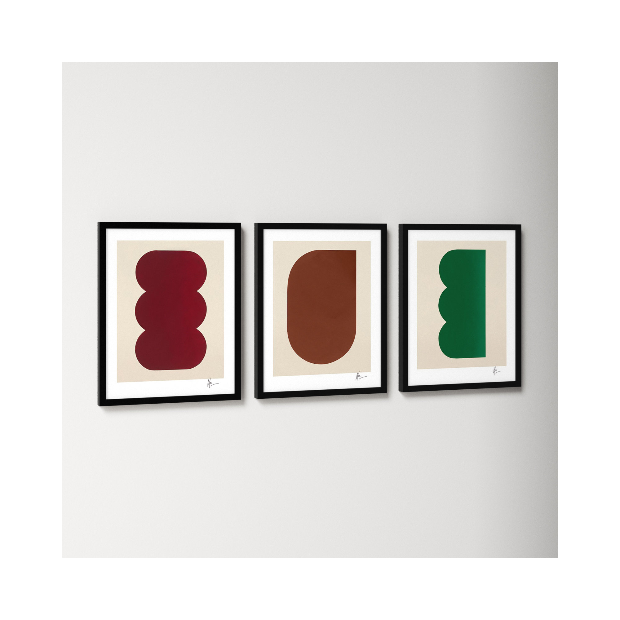 Keyhole 1-3. Set Of 3 by Lee Lessem, Black Framed, 20" H x 16" W x 1.25" D