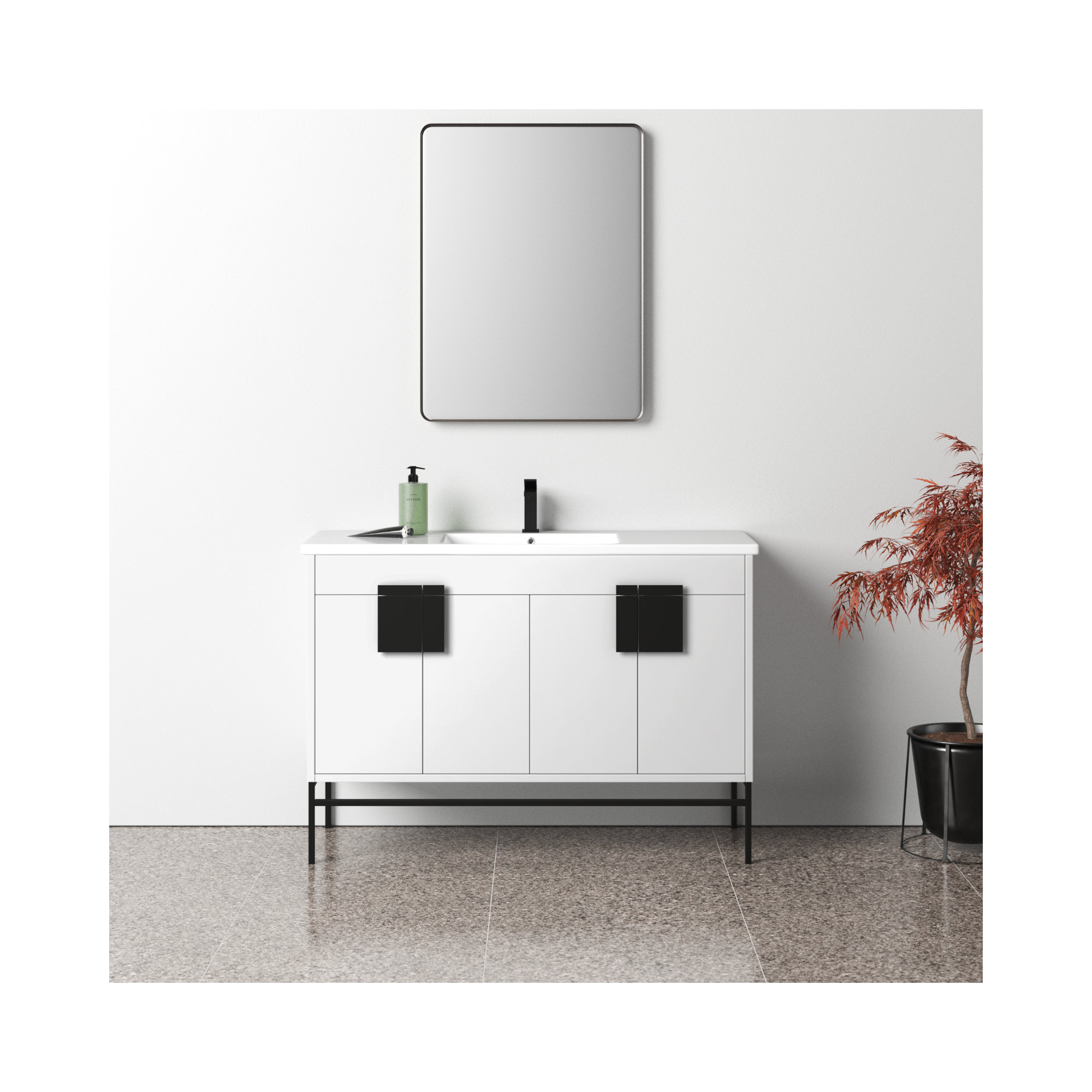 Maisie 48'' Single Bathroom Vanity, Black, White