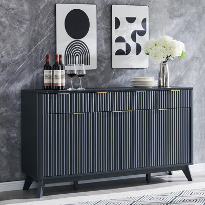 Groove Buffet Side Cabinet With Storage Cabinet