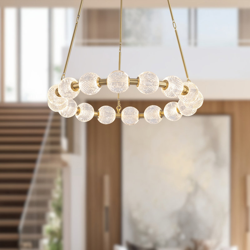 Marni Aluminum/Steel LED Chandelier, 16, Natural Brass