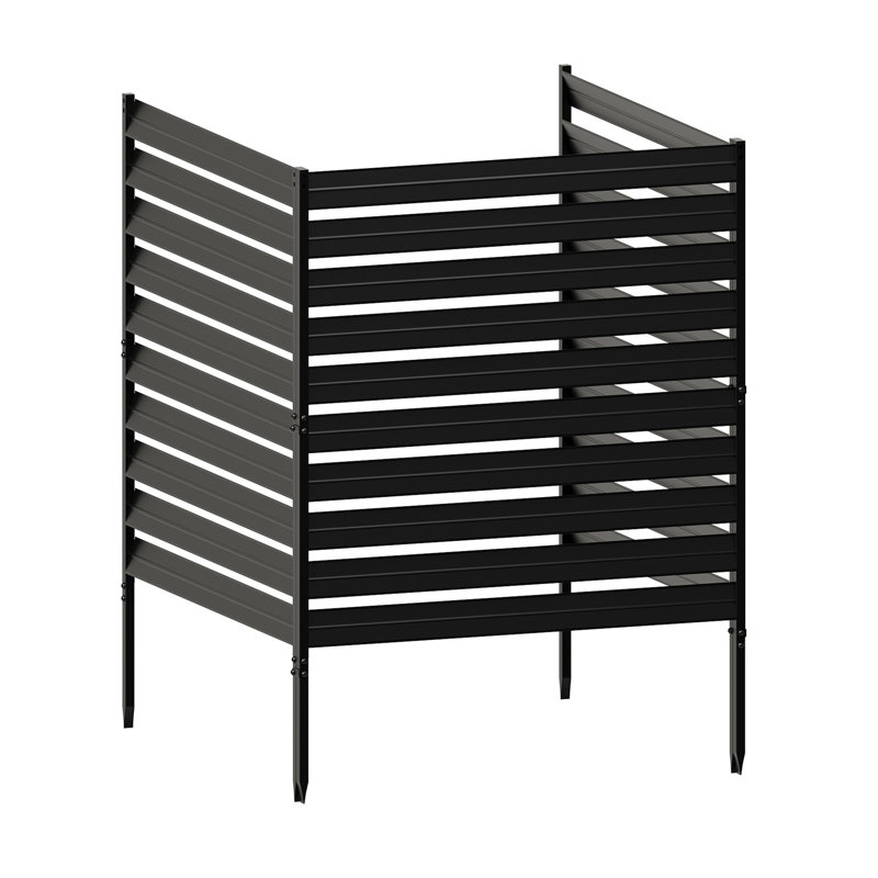 Écran d'intimité 40 po x 38 po en métal pour climatiseur (3 panneaux), Black, 3 panneaux (H 40 po x l 38 po)