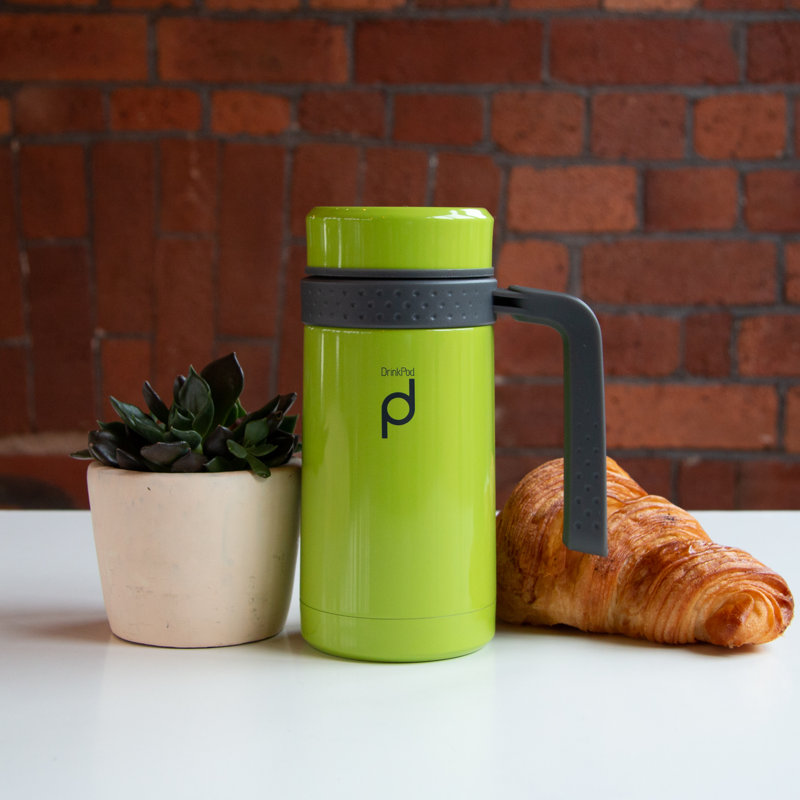 Grunwerg Drink Pod Stainless Steel Travel Mug, Green