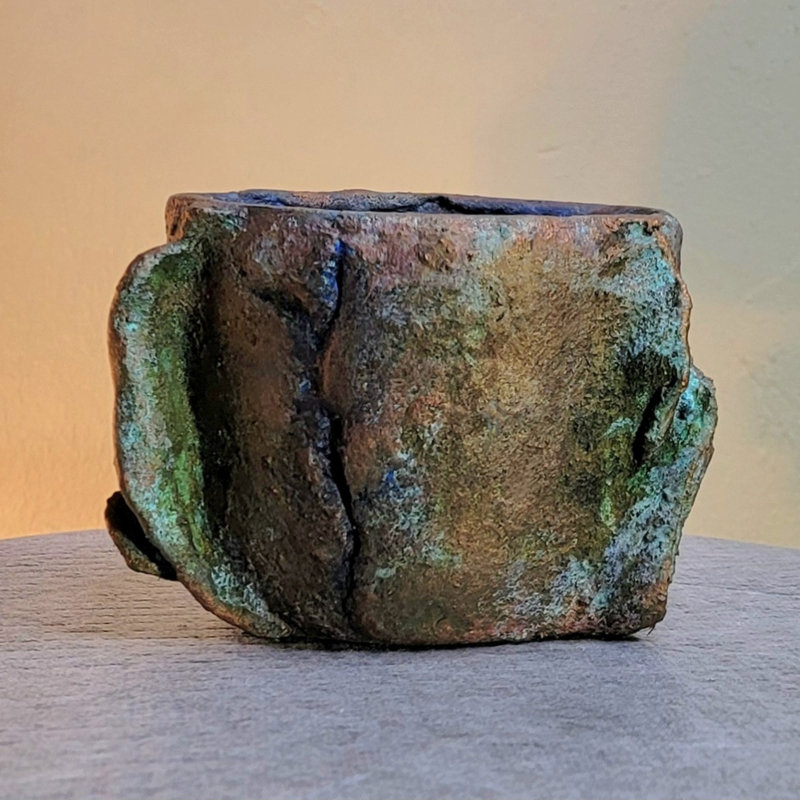 Sapphire Fracture Sculptural Vessel (Accent Vase) – Pal Tiya Series – 4.5″ H × 5″ W