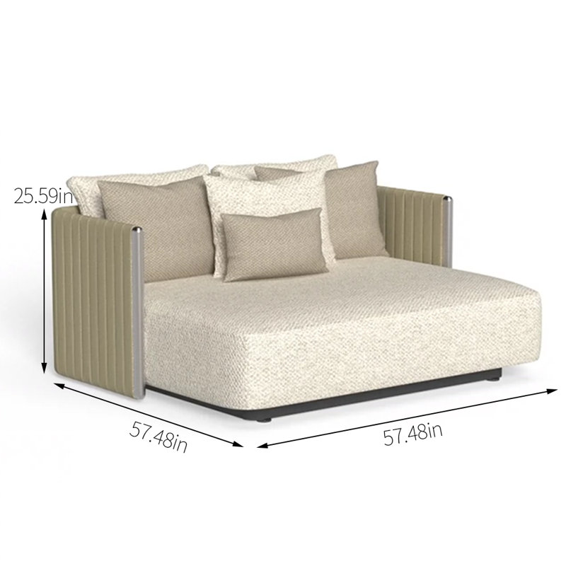 Modern Simple Patio Daybed 57.48'' Wide Square Patio Daybed with Cushions