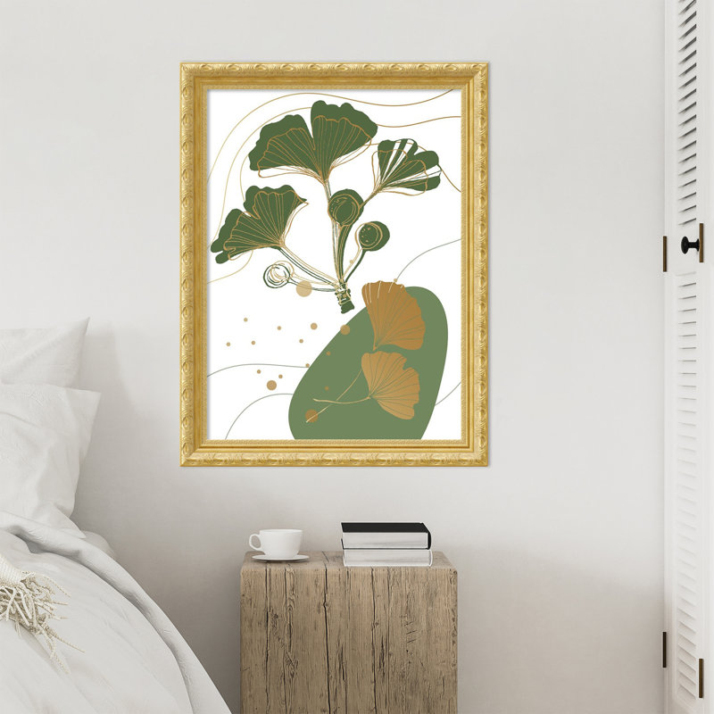 «Ginkgo 2» par Samira Yanushkova, reproduction d'art encadrée sur bois, H 34 po x l 26 po