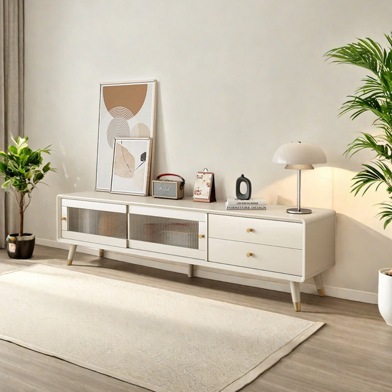 Meuble télé Nordic Style, 62.99", Crème, crème