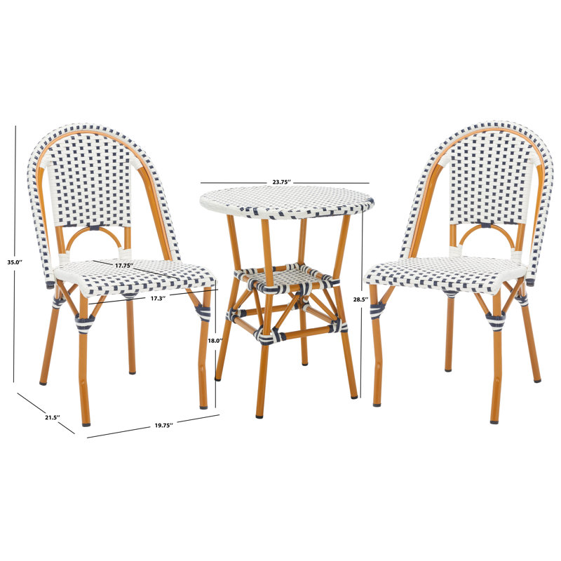 Ensemble bistro 23,75 po Adreian, Blanc / bleu, Brun