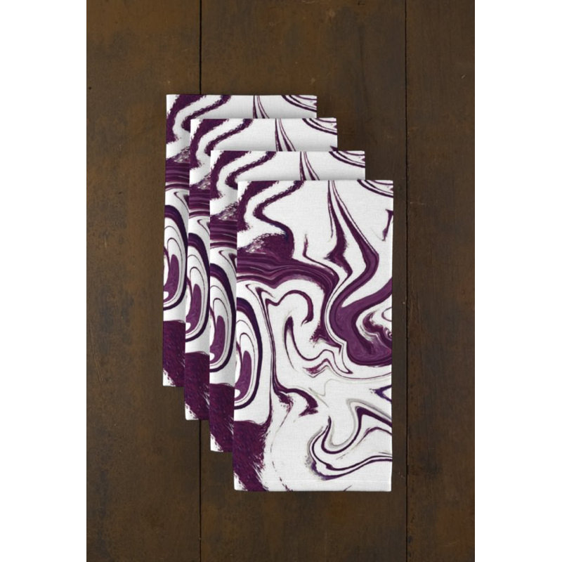 Polyester Abstract Square Napkin, Purple