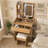 23.8" Makeup Vanity Table with LED Mirror, Build-in Power Outlet For Small Bedroom and Apartments