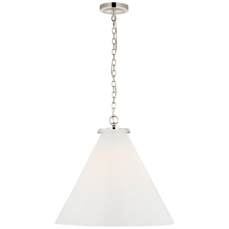 Katie 1 - Light Cone Pendant, White, Polished Nickel