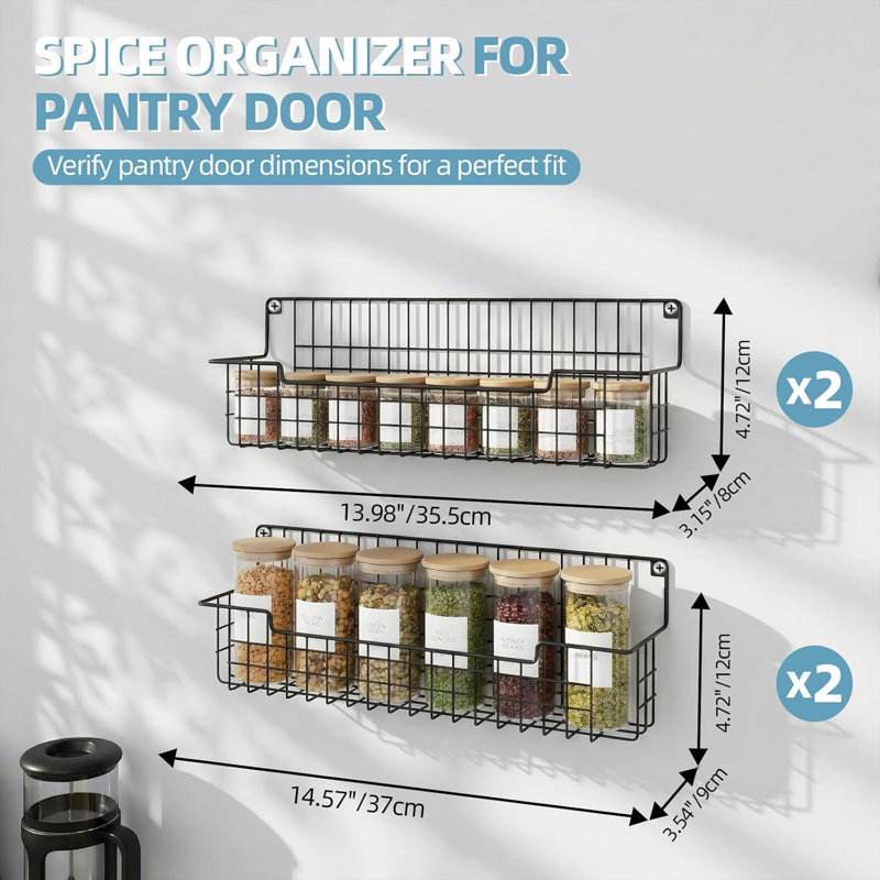 Support à épices mural, organisateur d'épices pour porte d'armoire et garde-manger