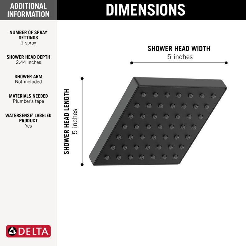 Arvo Full/Standard Fixed Shower Head, Matte Black