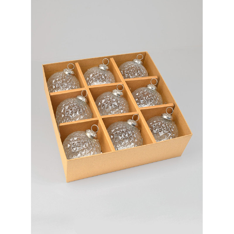 Ensemble de 9 boules décoratives à motif de losanges