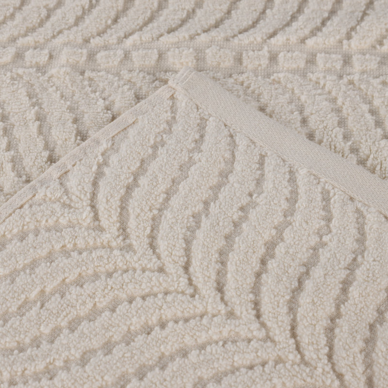 Ensemble de serviettes de bain en coton jacquard Flaxberry, Ivoire
