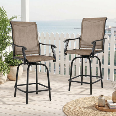 Ensemble de chaises à hauteur de bar pivotante avec dossier PVC-coated polyester (ensemble de 2)