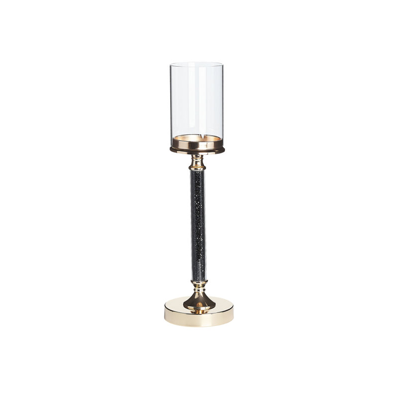 Abbeville Tabletop / Centrepiece Hurricane, Gold/Black, 48cm H x 13cm W x 13cm D
