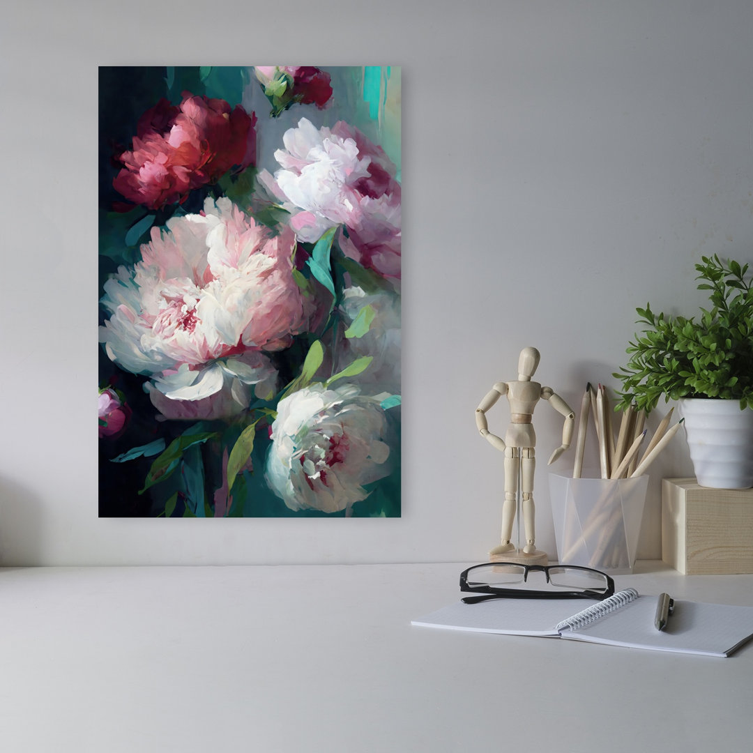 Lucious Blooms Spring Peonies Abstract Contemporary Delicate Peony Wall Art Print