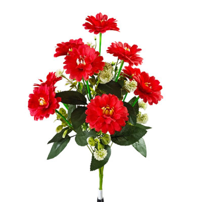 Kondieu Faux fleurs artificielles pour la décoration intérieure 1PC Jour de l'Independance Simulé fleur d'Afrique Chrysanthemum Feverfew Décoration haut de gamme faite à la main Tissu en soie simulé Bouquet de fausses fleurs