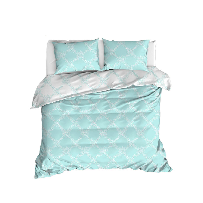 Ensemble de housse de couette 100% coton menthe / blanc Ilkest