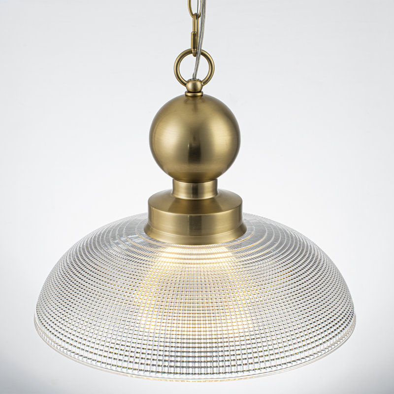 Luminaire suspendu en laiton antique 1 lumière avec abat-jour en verre fabriqué à la main, îlot de cuisine réglable 15,75 po, base E26, homologué UL