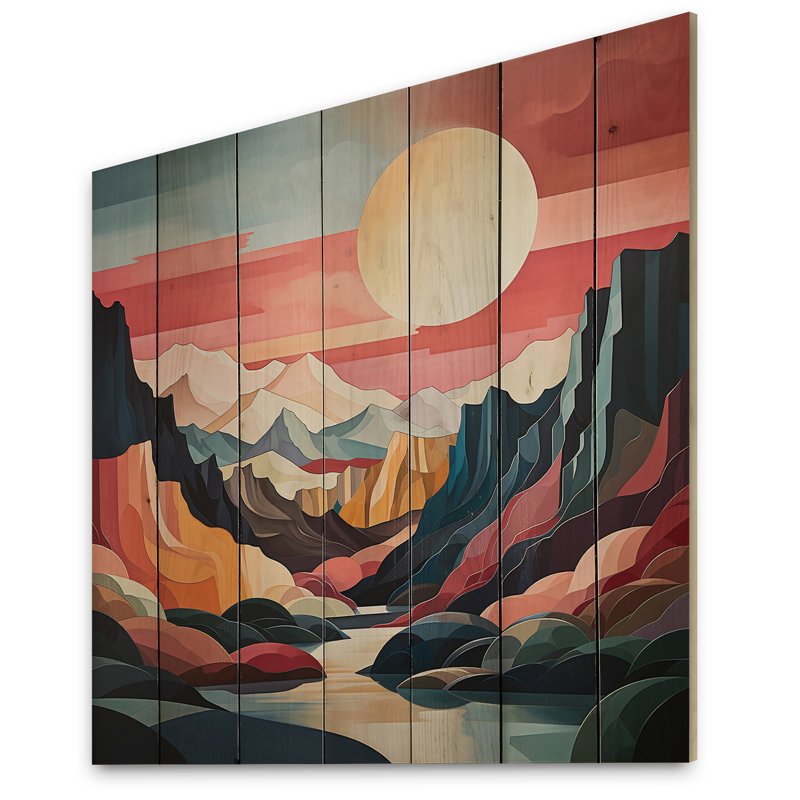 «Jarade Coral Teal Bold Canyon Landscape II», reproduction sur bois, H 35 po x l 35 po x P 0,78 po