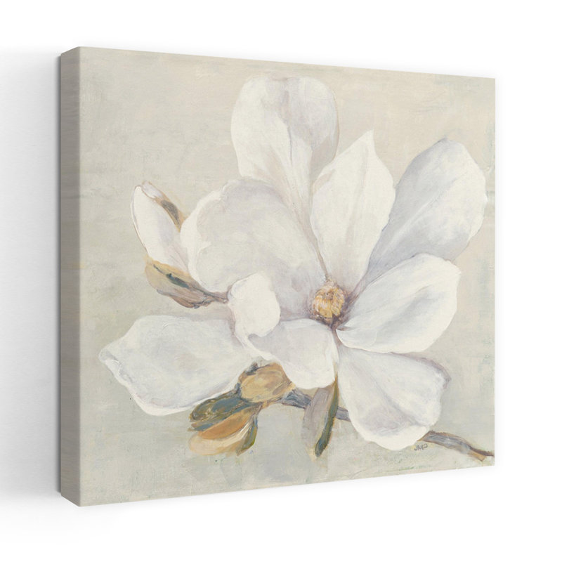 Art contemporain avec fleurs magnoliennes sereines contemporaines, H 36 po x l 36 po