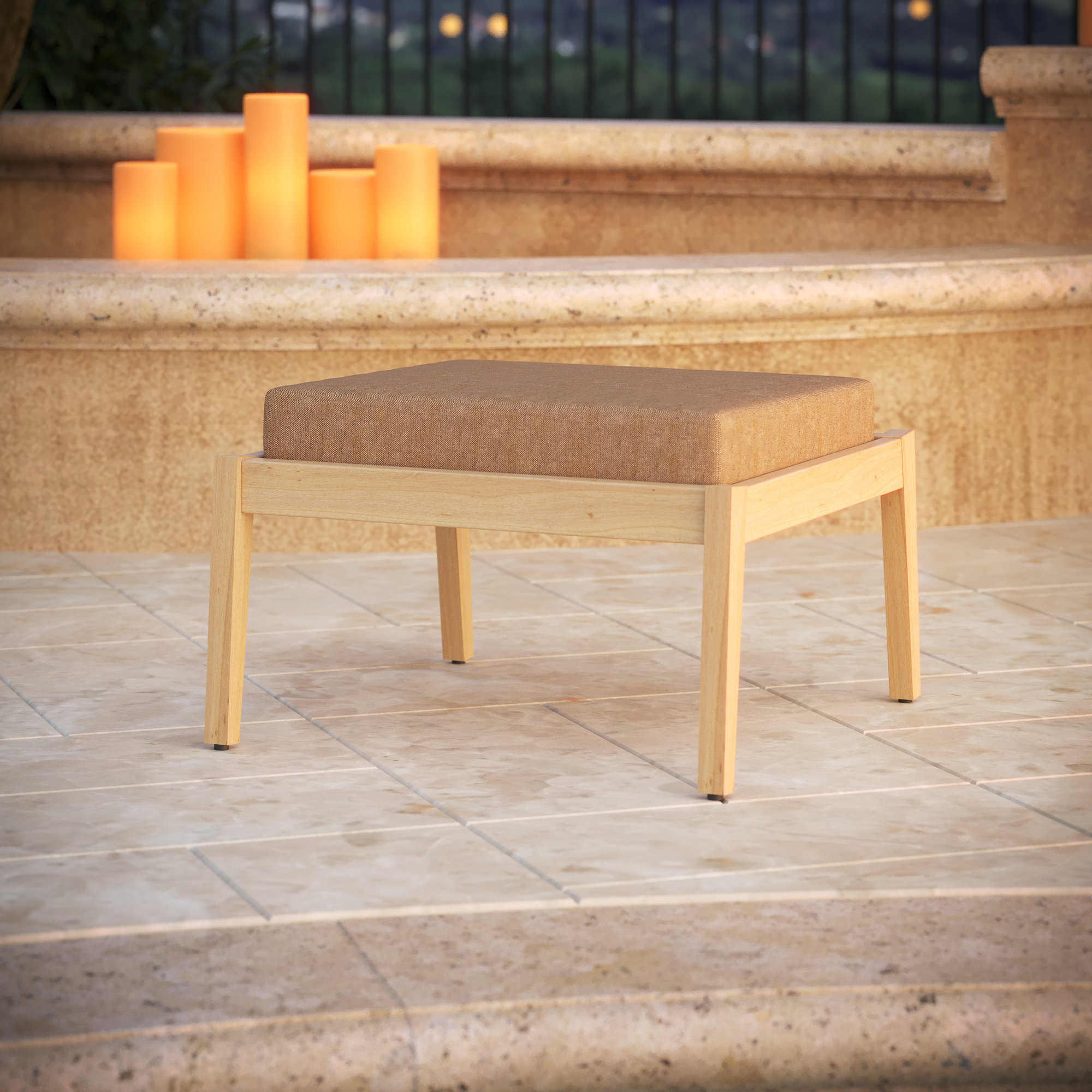 Sunbrella® Outdoor 3.5'' Ottoman Seat Cushion, Canvas Heather Beige Sunbrella® Canvas