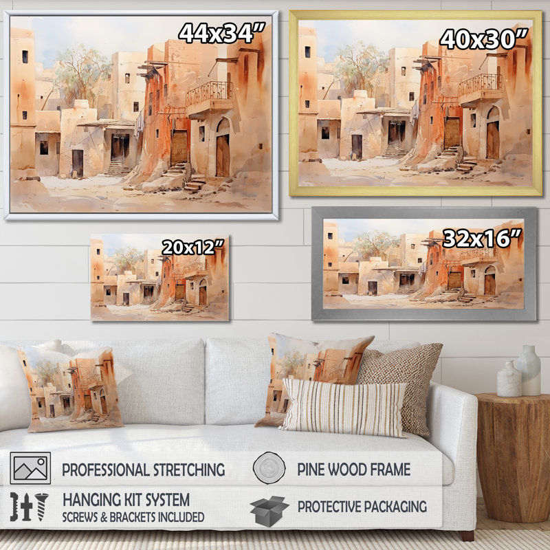 Urban Village Sands Of Egypt I - Egypt Wall Art, Silver Closed Corner Framed, 16" H x 32" W x 1" D