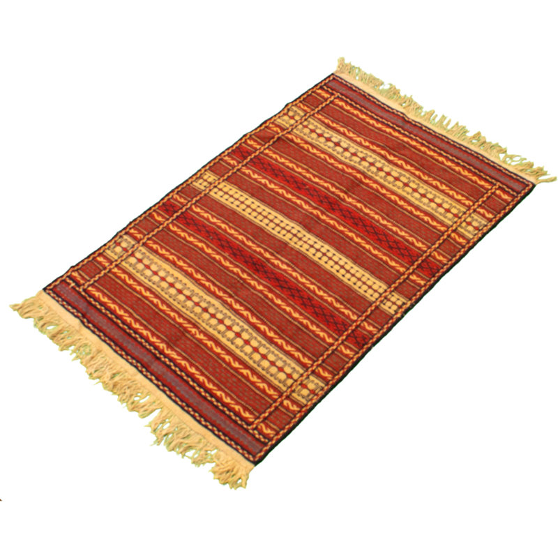 Tapis décoratif en laine de conception unique noué à la main new age kashkoli rouge foncé/jaune 3 pi 2 po x 5 pi