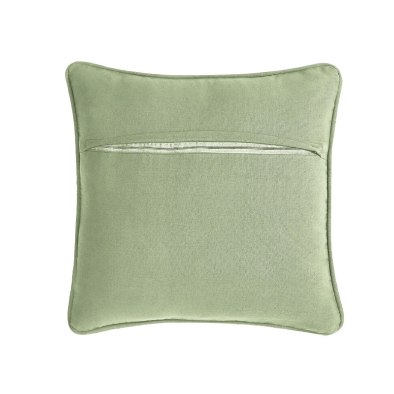 Sage Green and Natural Woven Jute Square Throw Pillow