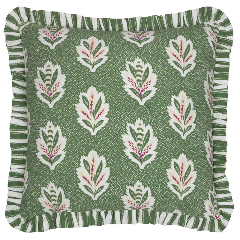Sessile Leaf Floral Green Square Throw Pillow Cover